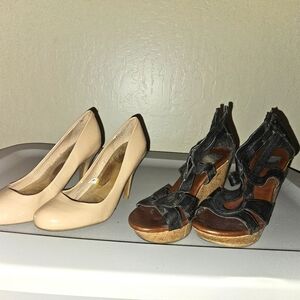 Nude Heels size 7 and Black Wedges size 7-- $25 each or $50 for both